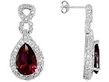 STERLING SILVER 13.54CTW BELLA LUCE RUBY COLOR SIMULANT AND DIAMOND SIMULANT EARRINGS
