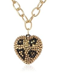 Betsey Johnson "Classic Boost" Leopard Pave Heart Pendant Necklace, 23"