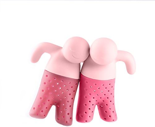 Tea Infuser Gift Set for Best Friends, Girlfriends, couples or Besties - Tea Steeper Set for Loose Leaf Tea, Silicone Tea Strainer Couple in a Set of 2, Pink and Pink