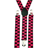 FUCHSIA & BLACK DOUBLE CHECKED SUSPENDERS