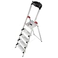 Hailo 8815-001 Alu-Sicherheits-Haushaltsleiter - 5 XXL-Stufen mit Multifunktionsschale