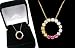 Beautiful SOLID 10k Gold Round Colorful Gemstone Circle Pendant Necklace with Genuine Peridot, Citrine and Aquamarine Stones - Comes Gift Boxed!