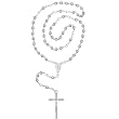 Silver Rosary with miraculous medal (5mm beads and 15 inches long).