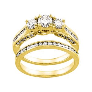 14K Yellow Gold Diamond Wedding Set - 1.30 Ct.