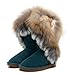 IVG Women's Winter Boots, Indian Style Real Leather Snow Boots Fox Fur