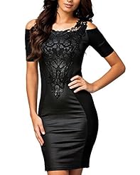 Embroidered Leather/Polyester Above the Knee Short Sleeves Club Dress/Mini Dress 