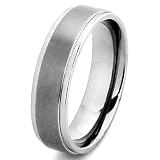 Brushed and Polished Titanium Ring (7mm) - Sizes 6 - 13