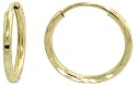 10k Yellow Gold Thin Diamond Cut Hoop Earrings, 1/2" (12mm) diameter