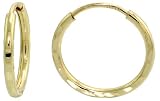 10k Yellow Gold Thin Diamond Cut Hoop Earrings, 1/2 (12mm) diameter