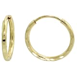 10k Gold Thin Diamond Cut Hoop Earrings, 1 2 in. (12mm) diameter