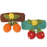 Vanity Hair Crochet Hair Clips Set - Cherry and Orange Dangles - Brown, Turq