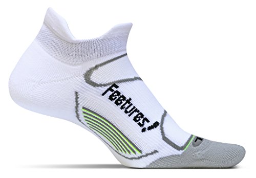 Feetures Elite Light Cushion No Show Tab White-Black
