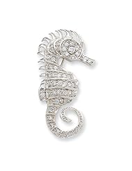 Sterling Silver CZ Seahorse Pin