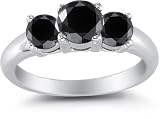 1.75 Carat Three Stone Black Diamond Ring