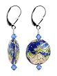 SCER412 Made with Swarovski Elements&reg; Blue Crystals Cloisonne Bead Sterling Silver Leverback 1.5" Long Dangle Earrings
