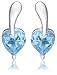 Silver Ladies E3531-Blue Blue Topaz Heart Stud Earrings