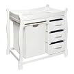 Badger Basket Company Sleigh Style Changing Table with Hamper/3 Baskets in White