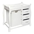 Badger Basket Company Sleigh Style Changing Table with Hamper/3 Baskets in White