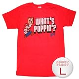 任天堂 スーパーマリオTee／Super Mario Whats Poppin T-Shirt Sheer ゲームTシャツ L【並行輸入】
