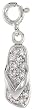 Sterling Silver Jeweled Flip-flop Pendant, w/ CZ Stones, 13/16 in. (20mm)