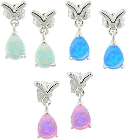 Ming Dynatie Women's White Fire Opal 925 Stamp Silver Round Stub Earrings With Gift Box OCE0201B