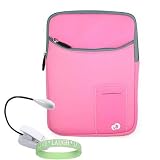 Amazon Kindle DX 3 Pocket Vertical Carrying Sleeve -- Pink + White Double Bright Amazon Kindle 2 LED Book Light + Vangoddy tm, Live*Laugh*Love wrist band!!!
