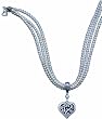 Western Bridal 3 Strand Pearl Necklace with Heart Charm