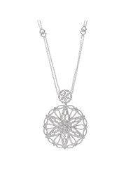 14k White Gold 2.93 Carat Diamond Flower Necklace