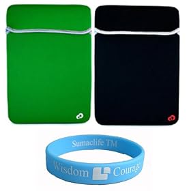 Black - Green Reversible 2 Side Soft Sleeve for 13.3 Inch Apple MacBook Air MC233LL/A MSI X340-023US ASUS F6Ve-C1 Sony VAIO VGN-Z520N/B Dell Adamo A13-USE026AM