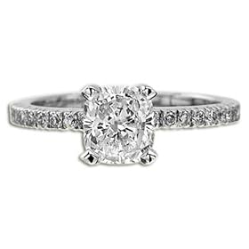 H VS1 1.51 CT CUSHION SHAPE DIAMOND RING SET 18K by Samuel David