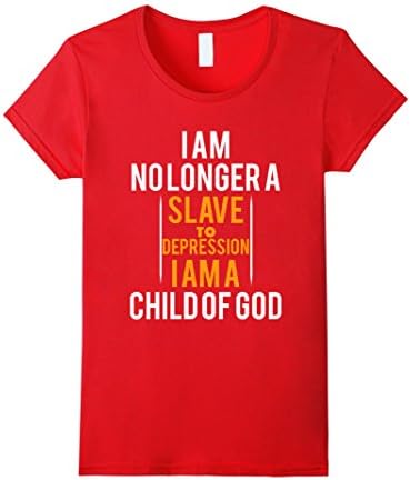Women's Men's I'm No Longer Slave To DEPRESSON-Child of God Tshirt Medium Red