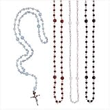 Antique Silver Finish Set Of Four Rosary Beads Necklace