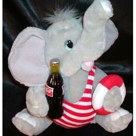 Coca Cola Plush Collection 9 1/2 Inch Elephant in Swim Trunks with Bottle