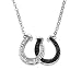 Sterling Silver Black and White Diamond Double Horseshoe Necklace (.137 cttw, I-J Color, 12-I3 Clarity), 16.5