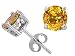 1.25 cttw Genuine Yellow Sapphire Earring Studs - 14kt White Gold LIFETIME WARRANTY