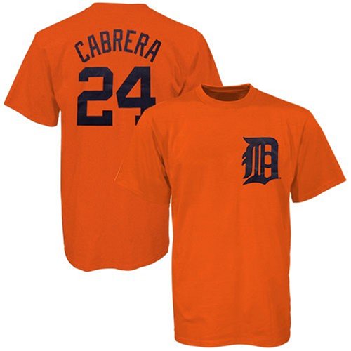 Miguel Cabrera Orange Detroit Tigers Jersey Name and Number T-Shirt