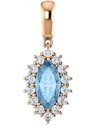 18K Rose Gold 10.00x5.00mm Marquise Cut Sky Blue Topaz and Diamond Pendant -- LIFETIME WARRANTY