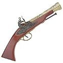 Naval / Pirate Blunderbuss Flintlock Boarding Pistol - Nice Replica Prop Gun Made of Wood and Metal - Elaborate and Detailed Decorations on Antique Gold Tone Metalwork