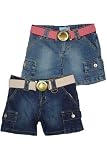 Girls Blue Heart Denim Cargo Shorts ~ Size (7-16)