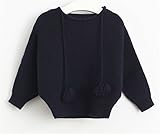 SnoLyni (JP) キッズセーター ベビージャンパー カットソー ニットメリヤス編み上げ アウター 羽織り キッズ 服 子供 春秋 女の子 ガールズ カジュアル 通学 (130cm, ネイビー)