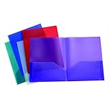 School Smart 2 Pocket Portfolio Without Fasteners - Pack of 25 - Assorted Colors