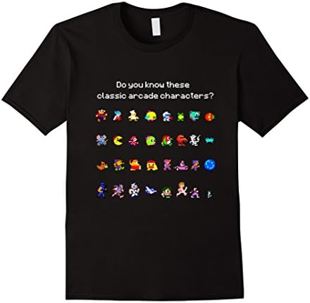 Classic Arcade Video Game Trivia Character Retro T-Shirt - Male Large - Black