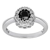 10k White Gold Black and White Diamond Ring (1 cttw)