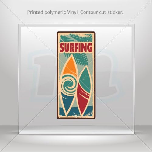 Decal Stickers Surfing Surf sign car helmet window bike Garage door 6 X 2.6 Inches Vinyl color print 0600 XX776