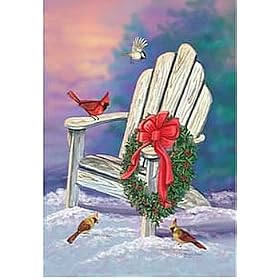 Holiday Wreath Adirondack Chair in Snow Standard Flag by