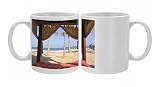 Four poster sunlounger on Jumeirah Beach and the Burj Al Arab Hotel, Jumeirah Photo Mugs