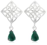 Sterling Silver Celtic Malachite Drop Earrings