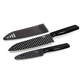Kuhn Rikon Colori Art Chefs and Paring Knife, Black Polka Dot