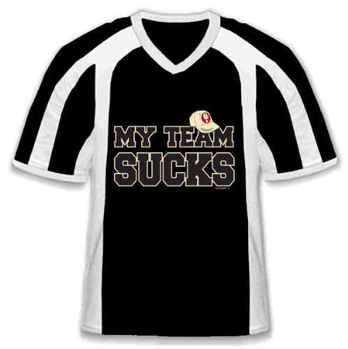 My Team Sucks Mens Sport T-shirt, Funny Trendy Hot Mens V-Neck Tee Shirt, Small, Black/White