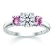 1.00 CT ROUND DIAMOND W ROUND PINK SAPPHIRE RING 18K